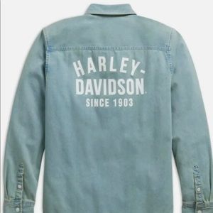 Harley-Davidson Garage Collection Oversized Long Sleeve Denim Shirt
